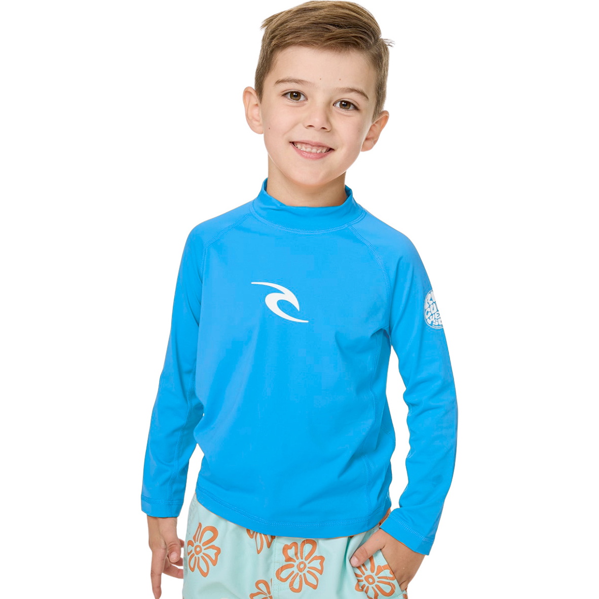 2026 Rip Curl Langærmet Lycra-vest Til Småbørn Med Bølgemønster Og UPF-beskyttelse 12VTRV - Blue Gum
